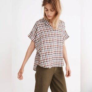 Madewell Hayden Popover Top‎ in Burling Plaid- Size XXS